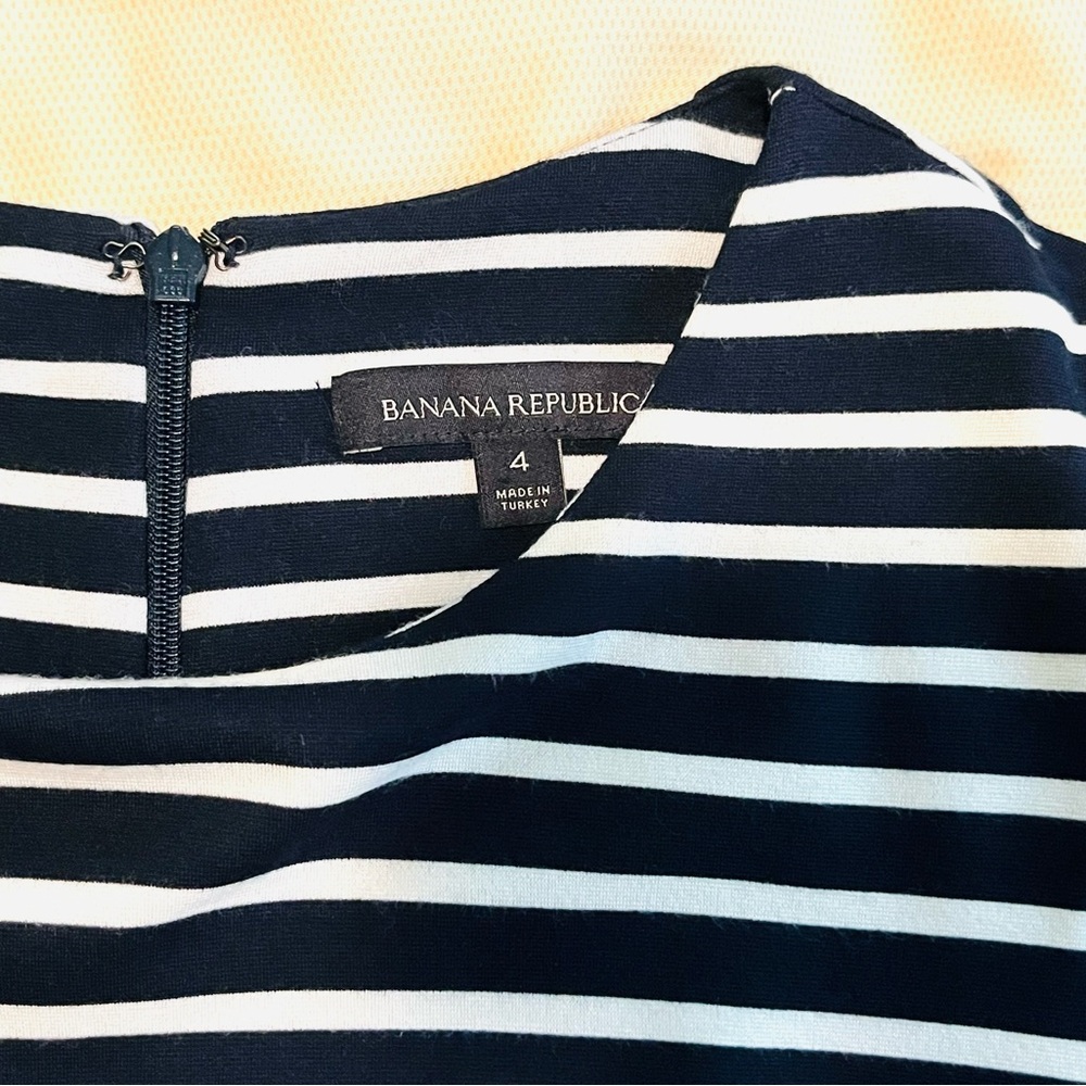 Banana Republic Casual Women Stripes Dress Solid Cotton Spandex size 4 Navy WHT - Picture 7 of 16